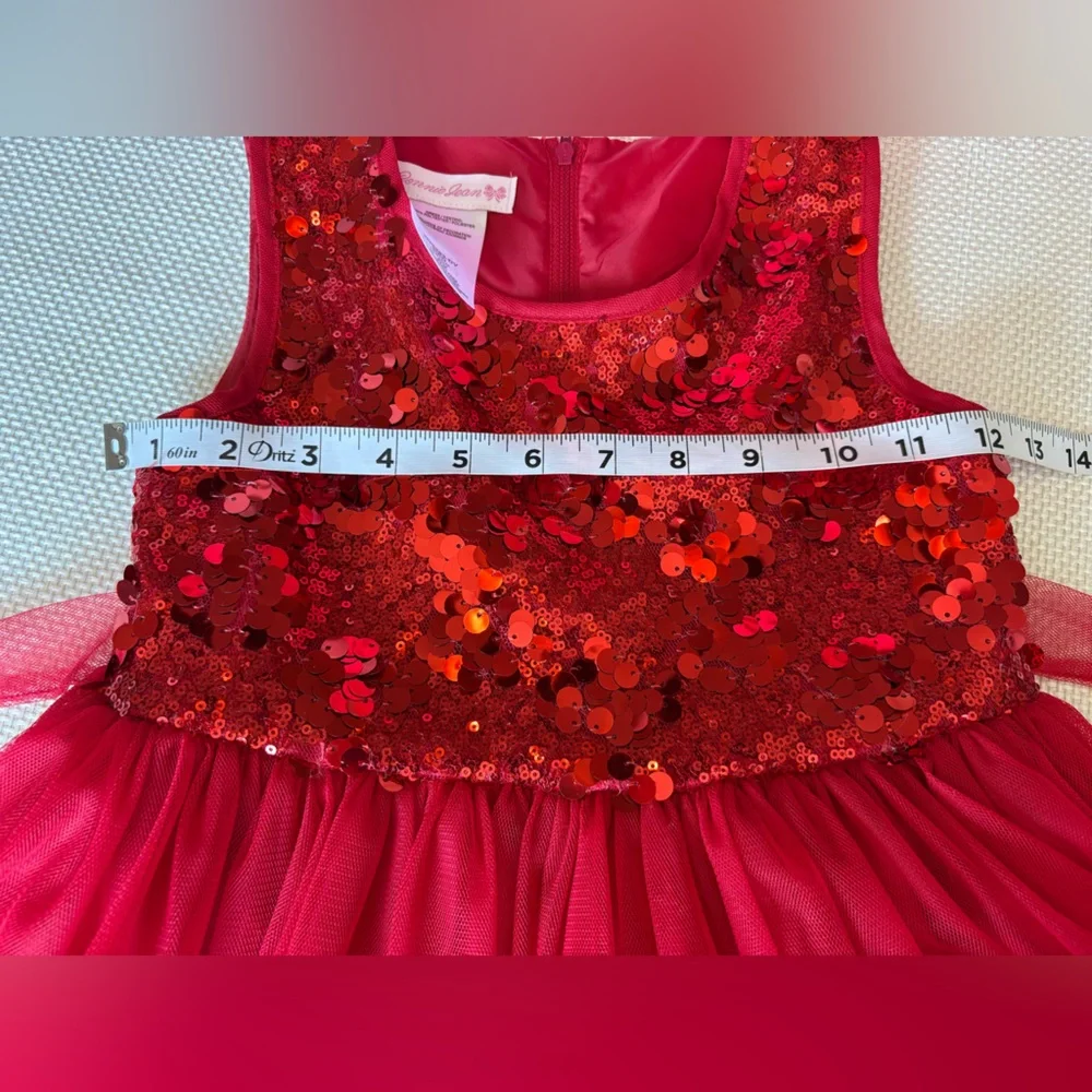 Bonnie Jean Girls 6X Red Sparkly Dress Sequins Sleeveless